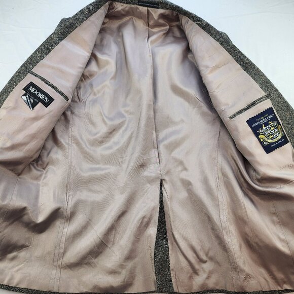 Vintage Joseph Hoyle Tweed Grey Blazer Jacket Elbow Patches (44 R) - Picture 4 of 10